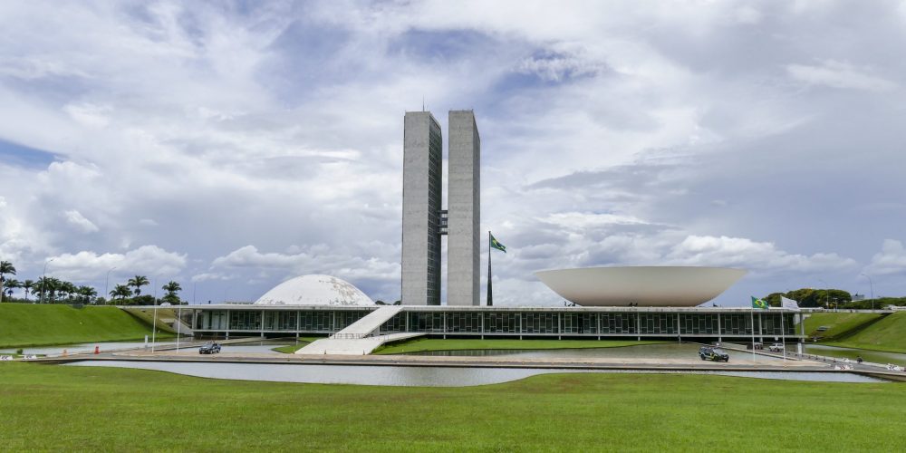 Fachada do Congresso Nacional, a sede das duas Casas do Poder Legislativo brasileiro. 

As cúpulas abrigam os plenários da Câmara dos Deputados (côncava) e do Senado Federal (convexa), enquanto que nas duas torres - as mais altas de Brasília, com 100 metros - funcionam as áreas administrativas e técnicas que dão suporte ao trabalho legislativo diário das duas instituições. 

Foto: Roque de Sá/Agência Senado