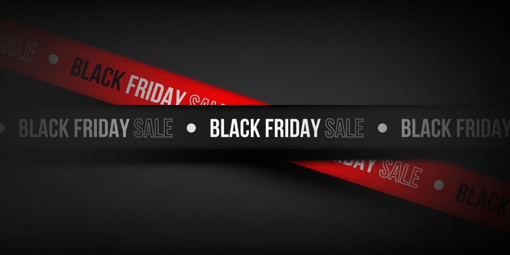 Tape,Ribbon,Black,Friday,Sale,With,Light,On,Black,Background.